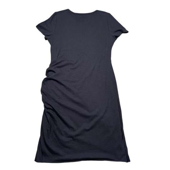 Pink Lily Black Ruched Waist Short Sleeve T-Shirt Dress - Picture 3 of 6